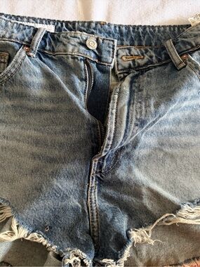 Zara High-Rise Light Wash Denim Cutoff Shorts